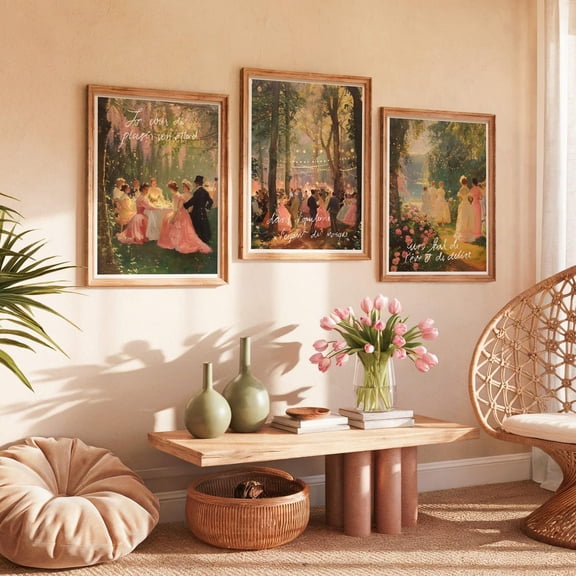 Garden Party Art Print Rococo French Ballroom S Home Decor Office Wall Art Set 3
