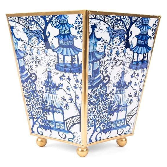 Garden Party Enameled Square Cachepot Planter 4"