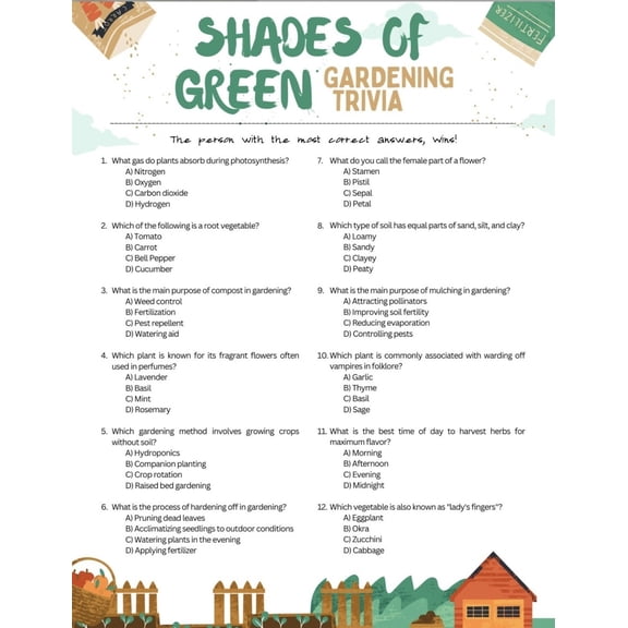 Garden Party Game Gardening Knowledge Game Poster, Spring Training Camp Spring Easter Poster, Children's Gardening Green Thumb Fact or Fiction Poster
