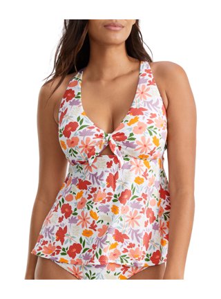 Birdsong Birdong Women' Tide Pool Underwire Wrap Tankini Top