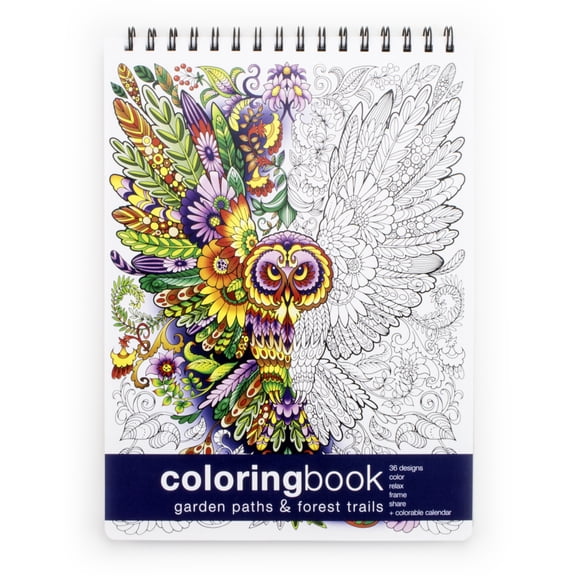 Garden Paths & Forest Trails Large Adult Coloring Book - Combo