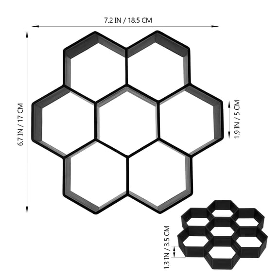 Supvox Black Hexagon Paving Mold, Plastic, Create Beautiful Garden Paths, 3Pcs