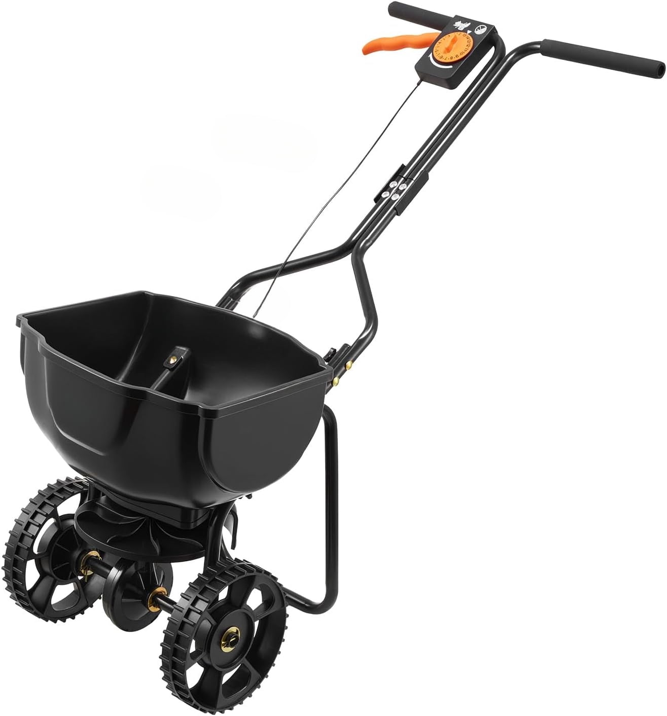 Garden Peat Moss Roller, Compost Spreader, 24 in Wide Heavy Duty Grass Seed Spreaders with T Shaped Handle, 3 Heights Adjustable, Powder-Coated Steel Peat Moss Spreader for Planting Seeding