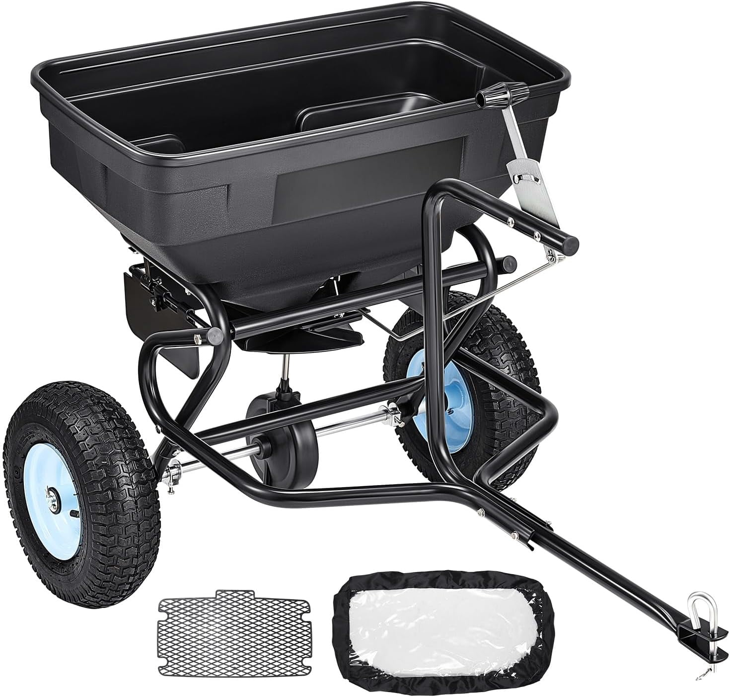 Garden Peat Moss Roller, Compost Spreader, 24 in Wide Heavy Duty Grass Seed Spreaders with T Shaped Handle, 3 Heights Adjustable, Powder-Coated Steel Peat Moss Spreader for Planting Seeding