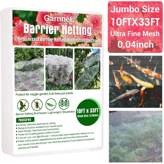 Garden Pest Barrier Netting, 10ftx33ft Ultra Fine Mesh Netting Bugs Out Net Covers Row Cover Protect Plants Flowers Against Cicada Birds Insect Strawberry Net for Blueberry Bush Trees Raised Bed