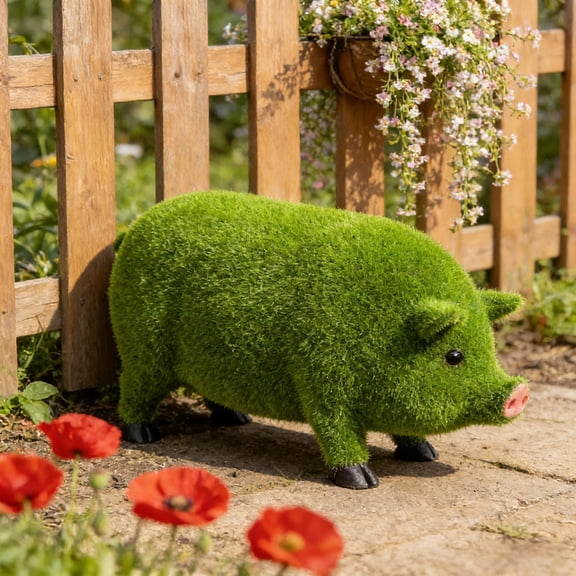 Garden Pig Statue Resin Outdoor Yard Decor,Funny Animal Figurine Patio Lawn Ornament,Whimsical Home Accent Indoor Shelf Tabletop Display,Unique Gift for Garden Lover Housewarming Birthday Present