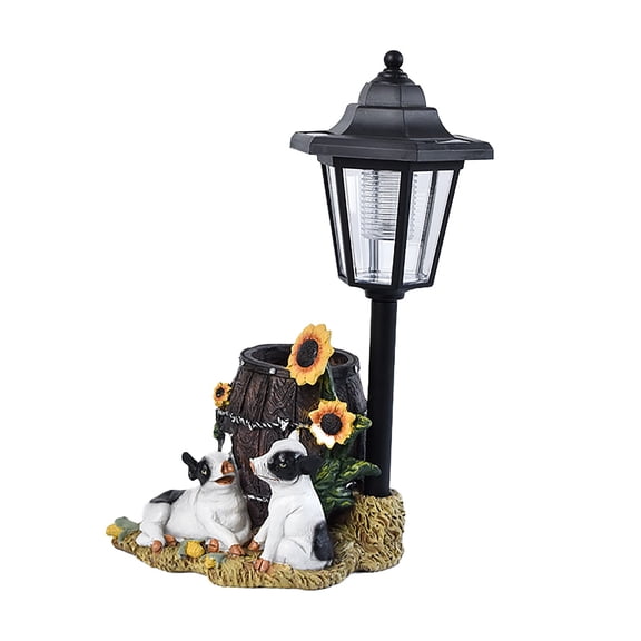 Garden Piggy Statue, Resin Animals Figurine with Solar LED Light, Flower Pots Planters Pots for Succulent, Piggy Statue for Patio Balcony Yard Lawn Decor, Unique Gift for Dad Mom Grandma