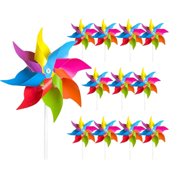 Garden Pinwheels 12 Pack 7.48in - Colorful Wind Spinners for Lawn Yard, Outdoor Rotating Decor for Patio Flower Bed Landscape