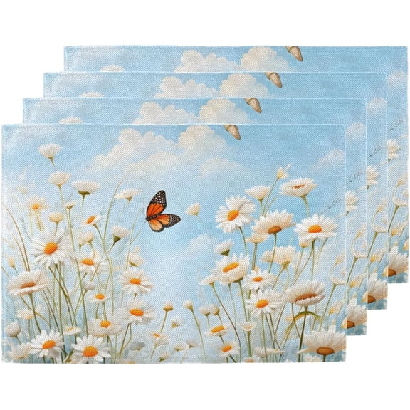 Garden Placemats Set of 4 Table Mats for Outdoor Home Party Kitchen Dining Table Decor Heat Resistance Place Mats for Everyday Meals at Home and Restaurants Use 12x18 Inch