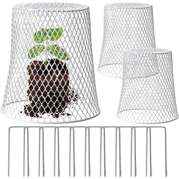 Garden Plant Cloches Chicken Wire Cloche Plant Protector Cover with Garden Stakes Metal Cage Garden Protection from Animals 3 Packs