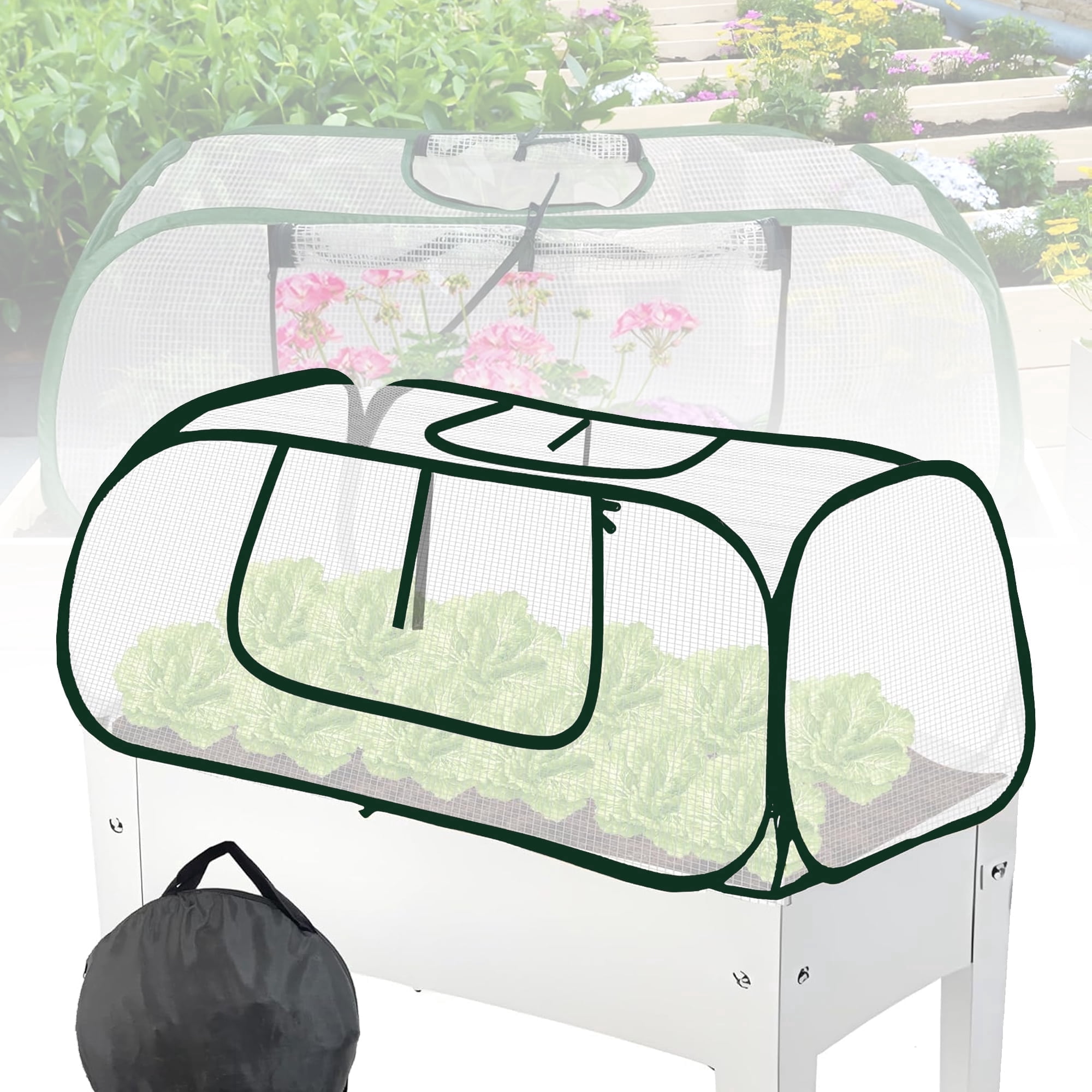 Garden Plant Covers, Garden Covers with Roll-up Zipper Door, Raised Garden Bed Cover, Garden Row Plants Cover Accelerator, Greenhouse Cover for Protecting Seedl