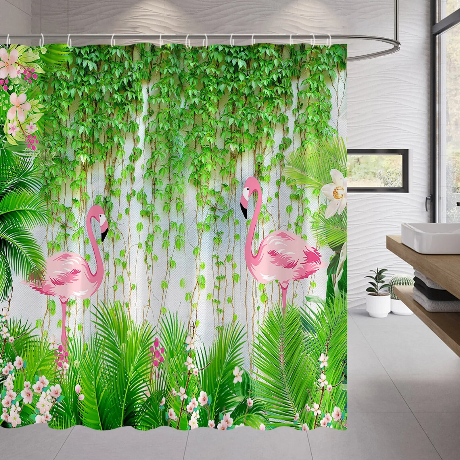 Garden Plant Floral Bathroom Shower Curtains Set Cactus Dandelion