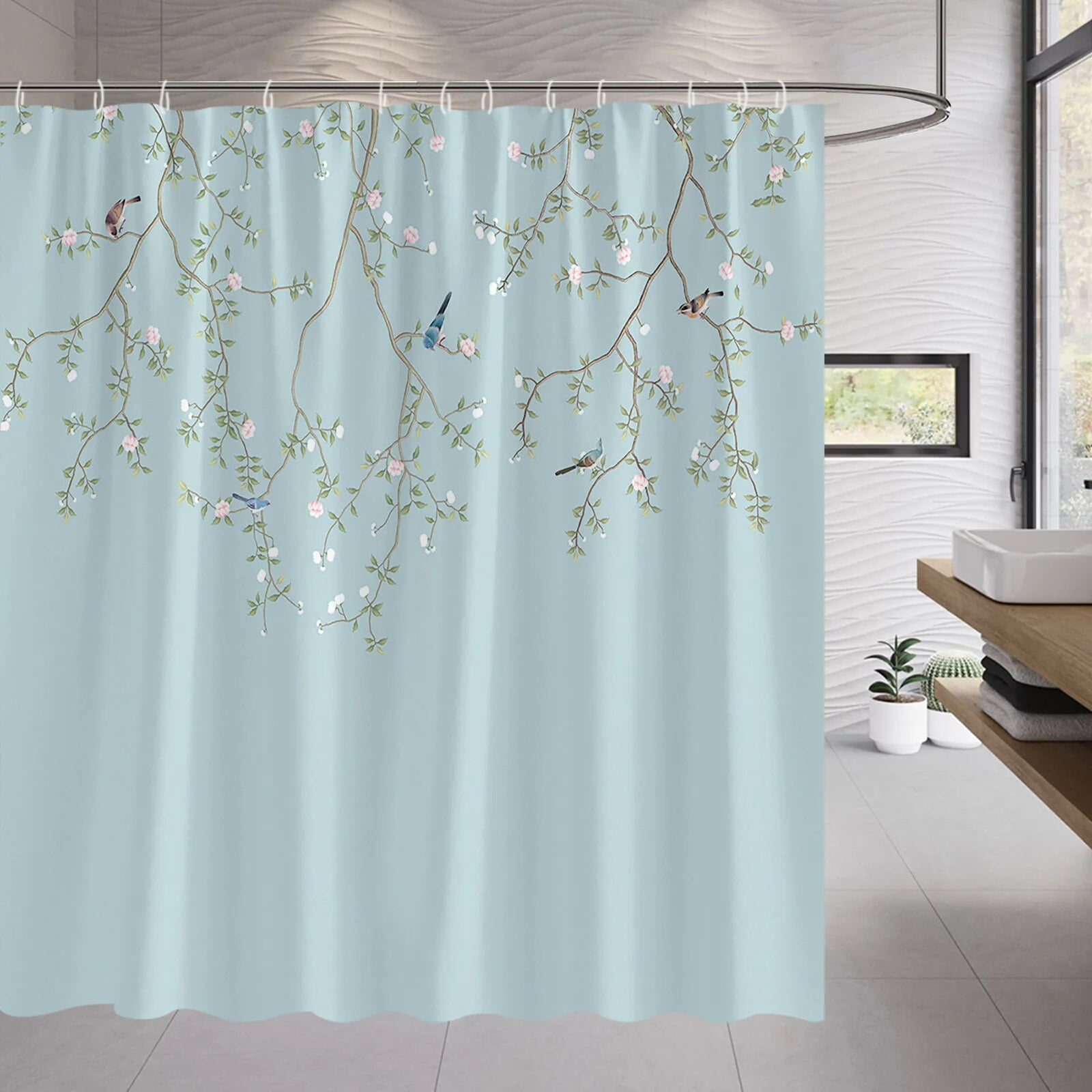 Garden Plant Floral Bathroom Shower Curtains Set Cactus Dandelion ...