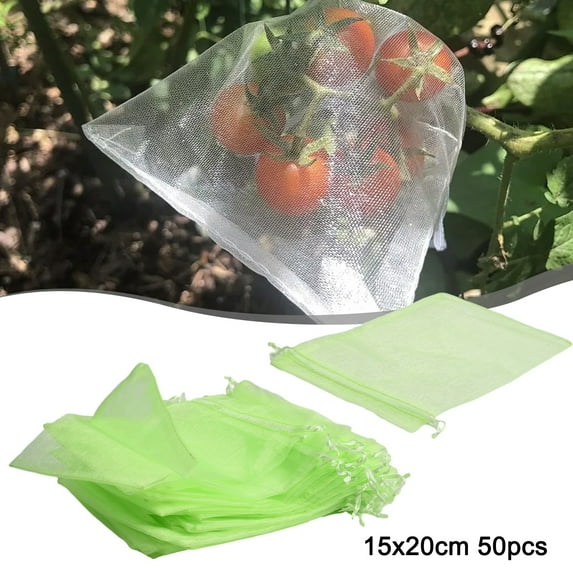 Garden Plant Fruit Protect Drawstring Net Bag Mesh Against Bird