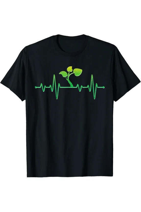 Garden Plant Lover Heartbeat Lawn Mowing Planting Gardener T-Shirt Size S-5XL