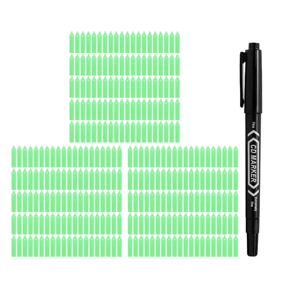 Garden Plant Markers, Plant Tags and Labels, Waterproof Labels, 4 in Green Plastic, 300 Pc Set, 1 Pc Permanent Marker, Outdoor Garden Vegetable Flower Seedlings, Horticulture