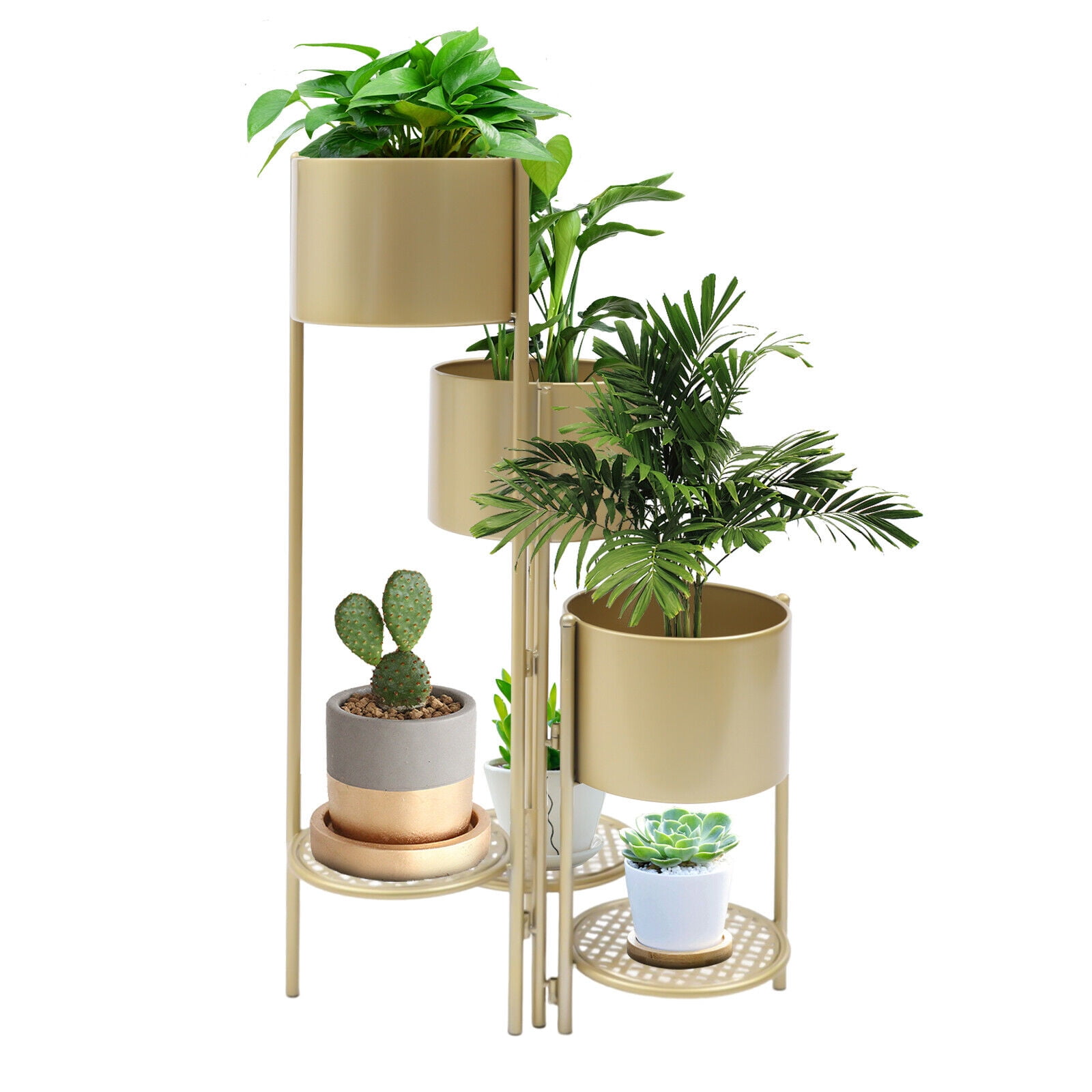Garden Plant Stand Multitier Gold Plant Stand Metal Flower Pot Rack Planter Corner Shelving for