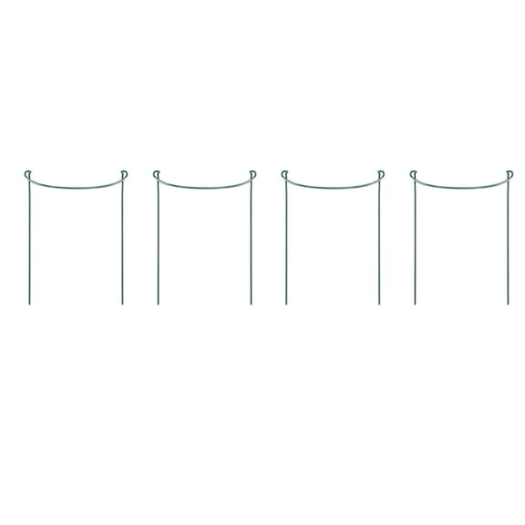 Garden Plant Support Stakes, 4 Pack Metal Plant Cages Flower Support Rings for Potted Plants Roses Lilies Tomatoes Climbing Vines, Heavy Duty Weather Resistant Garden Trellis Stakes, Green