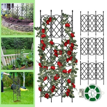 Garden Plant Trellis Upgraded Black for Climbing Plants Outdoor, Rustproof Metal Plant Trellis Support, Tall Plant Trellis Frame for Climbing Vines Flower Vegetable Rose Indoor Outdoor Trellis