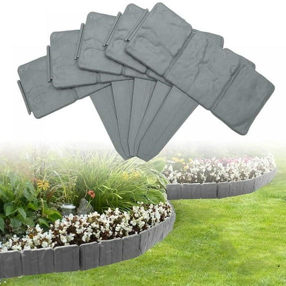 Garden Plastic Fence Edging, 5 Piece Fence Stone Hammer, Spring Patio Lawn Garden Plastic Fence Garden Decoration Flower Grass For Landscape Walkway