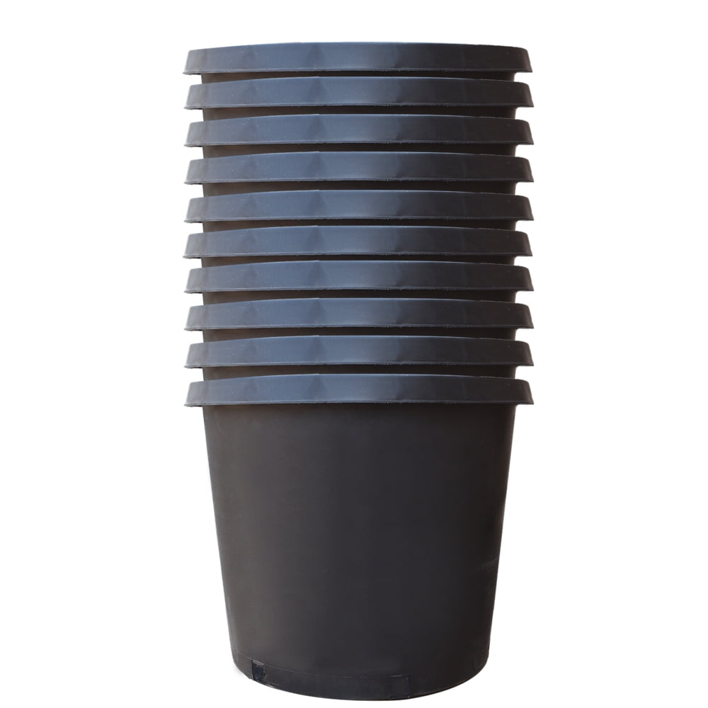 Garden Plastic Planter Nursery Pots - 10 Pcs 15 Gallon Round Black Nursery Pots for Indoor and Outdoor Plants with Drainage Hole
