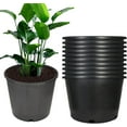 Garden Plastic Planter Nursery Pots 10 Pcs 5 Gallon Round Black
