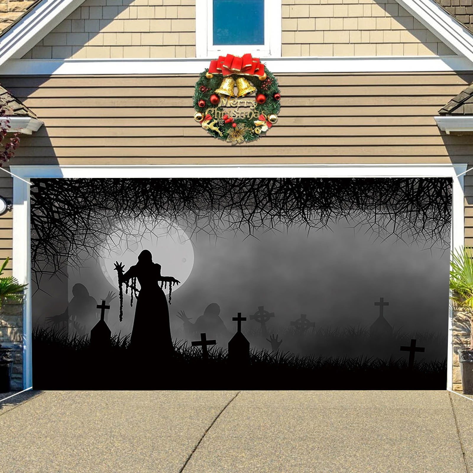 Garden Pole Flags for outside Garage Themed Banner With Haunting