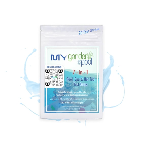 My Garden Pool 7-in-1 Pool & Spa Test Strips 20 Count with AI Pool-IQ Support  Tests pH, Total Alkalinity, Calcium Hardness, Cyanuric Acid, Free Chlorine, Bromine, and Total Chlorine