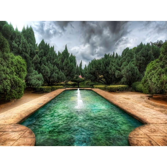 Garden Pool Canvas Art Landscape Picture Wall Art Framed Painting Wall Decor For Home Office Bedroom Reeady to Hang