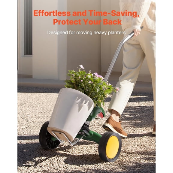 Garden Pot Mover,Heavy Duty Plant Dolly Cart with Adjustable Grabbing Arm,Max 143 LBS Weight Capacity,Potted Plant Mover Dolly with Suction Cup&Secure Lock,Fits for Indoor&Outdoor Use