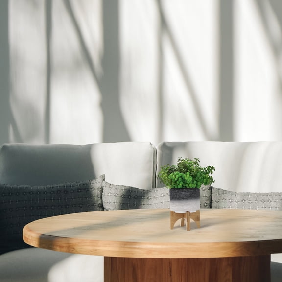 Garden Pots, CERAMIC 5" PLANTER ON WOODEN STAND, GRAY, Outdoor Planters, Garden Planters,