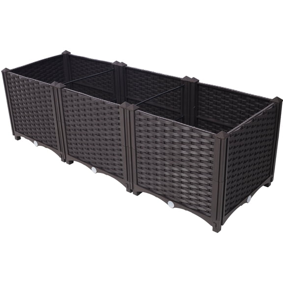 Garden Pots Deep Raised Garden Bed Plastic Planter Boxes for Vegetables Flowers Herbs and Succulents,Self-Watering Planter Box Raised Bed to Grow Flowers, Herbs & Vegetables, 47.2" L X 15.7" D X 14.7