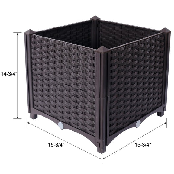 Garden Pots Deep Raised Garden Bed Plastic Planter Boxes for Vegetables Flowers Herbs and Succulents,Self-Watering Planter Box Raised Bed to Grow Flowers, Herbs & Vegetables, 15.7" L X 15.7" D X 14.7