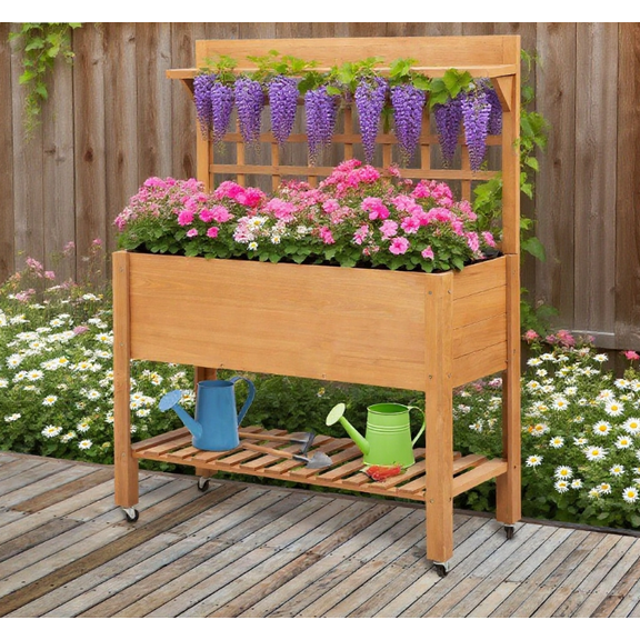 Garden Pots Elevated Garden Raised Bed Solid Wood Planter Flower Herb Boxes,Planters For Outdoor Plants