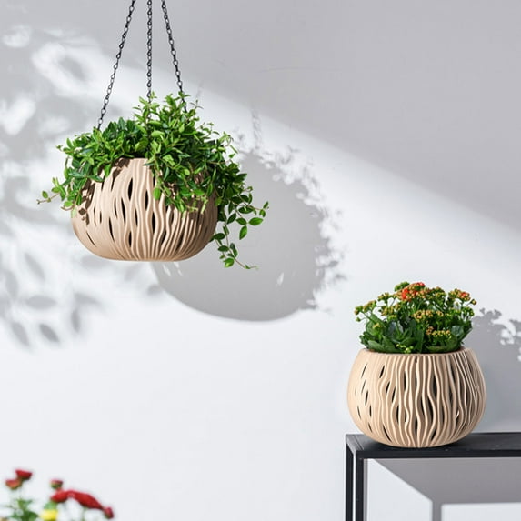 Garden Pots Hanging Rattan Hanging Basket Planter Water Barrier Designs No Rotten Rootss Plastic Flower Pots