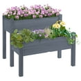 thumbnail image 1 of Garden Pots Outsunny 34"x34"x28" Raised Garden Bed, 2-Tier Elevated Wood Planter Box for Backyard, Patio to Grow Vegetables, Herbs, and Flowers, Gray,Outdoor Garden Planters, 1 of 10