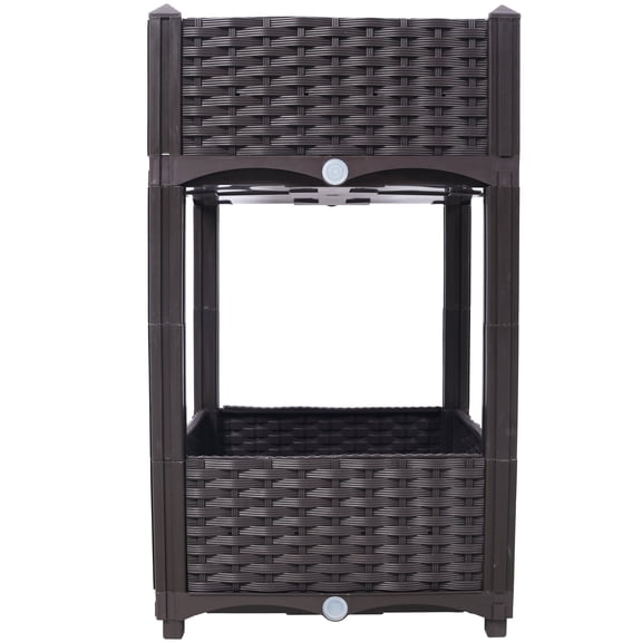 Garden Pots Planter Raised Beds - Elevated Planter Garden Box with Drainage Plug Raised Garden Beds for Vegetable/Flower/Herb Outdoor Standing Planter Beds Gardening Kit,Brown,15.7"x15.7"x27.7",Outdo