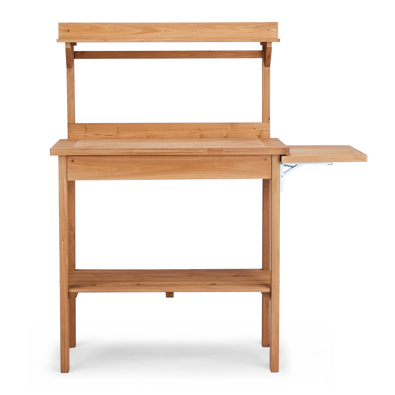 Garden Potting Bench with Folding Pallet & Metal Tabletop, Outdoor ...