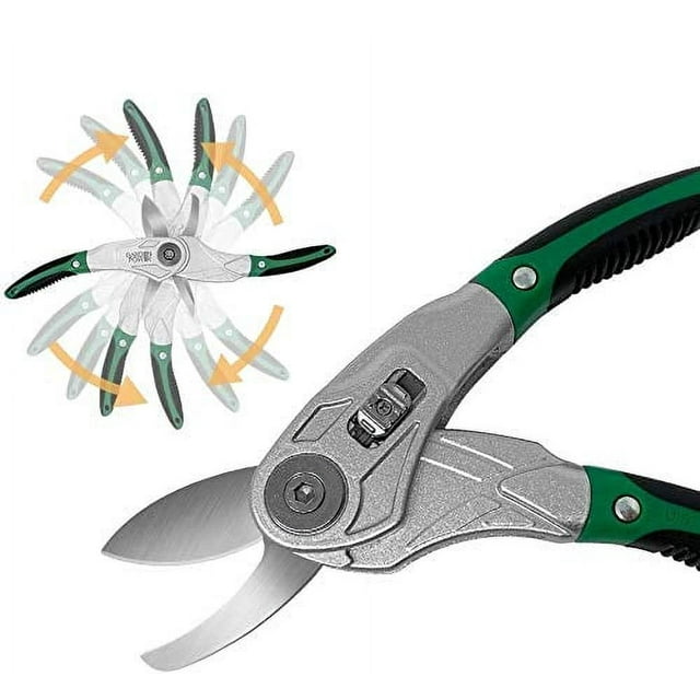 Garden Power Hand Pruner & Shears 2 in 1 Multi-Cutter, Unique Locking Design Allows Switching Between Pruner and Shear Snipping Function. 1/2 Inch Cutting Capacity. Clippers for Garden Hedge & Sh