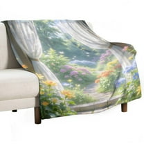 Garden Print Flannel Blanket Novelty Pattern Nap Blanket Sofa Room Office Soft Throw Blanket Outdoor Camping Warm Blanket