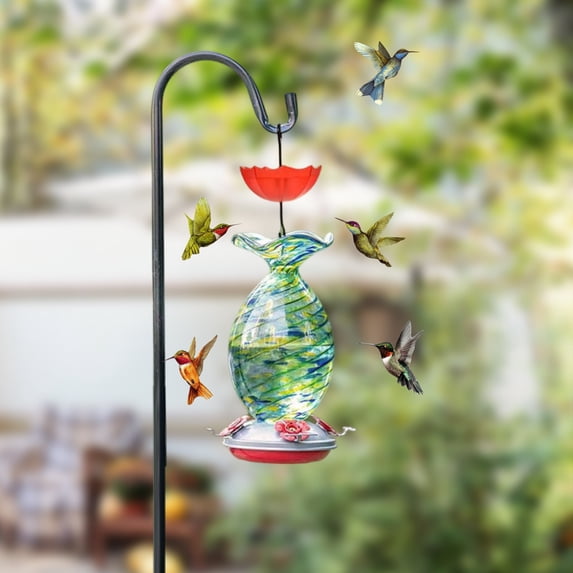 Garden Protection Guard Ant Hook, 3.9 Inch Clear Cup Design, Efficient Hummingbird Feeder Ant Hook and Red Umbrella Moat