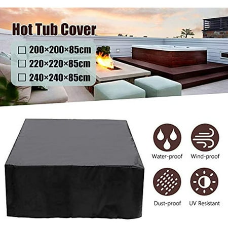Garden Protective Cover for inflatable Hot Tubs, Waterproof Tear Resistant and UV Resistant Outdoor Square Hot Tub Cover Spa Cover 240x240x85cm