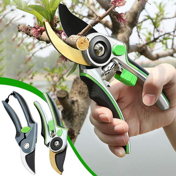 Garden Pruning Scissors with Labor-Saving Spring 21.5cm - Rust-Resistant Coating Garden Shears with Safety Lock & Two-Speed Opening - Versatile Pruning Tool for Flowers, Fruit Trees, Tree Branches