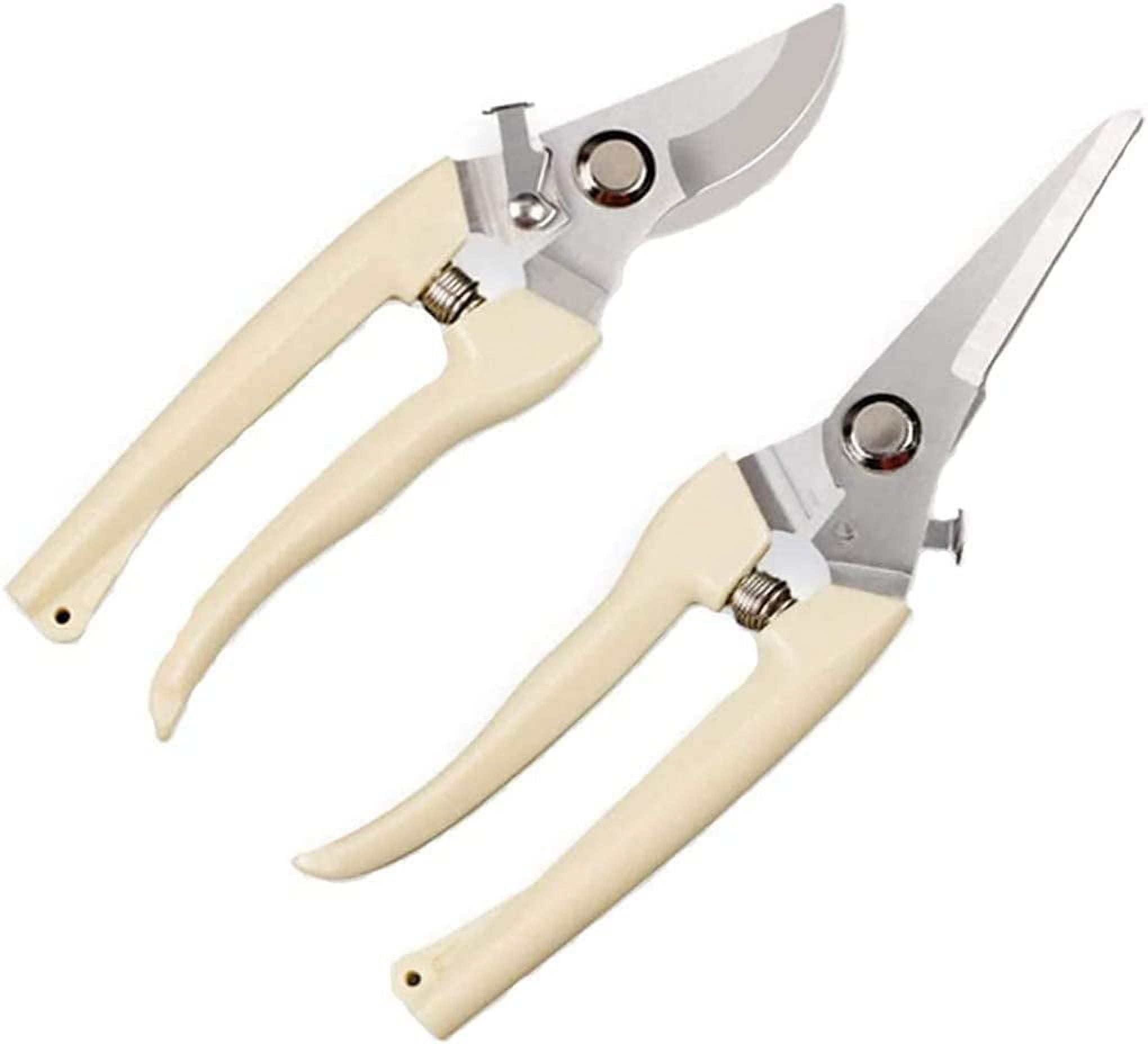 Garden Pruning Shears , 1 Bypass Pruner and 1 Straight Blade Scissors