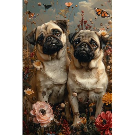 Garden Pug 1000 Pieces Creative Fun Jigsaw Puzzle for Adults Challenging Traditional Perfect Family Nights Game