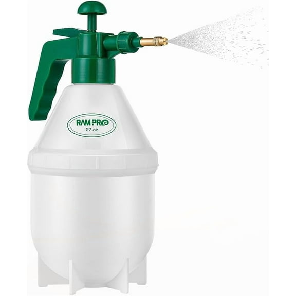 Garden Pump Sprayer, Handheld Bottle Mist Water Sprayer, Hand Pressure Home Cleaning Plant Lawn Sprayer w/Safety Valve & Adjustable Bronze Nozzle, 0.8 Liter/1 QT/.21 Gallon/27 Ounces