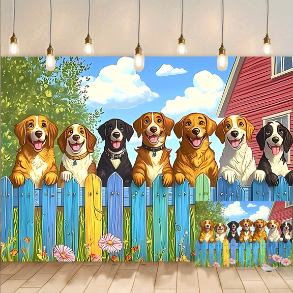 Garden Puppy Fence backdrop background