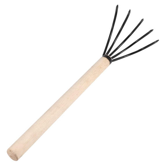 Wire Rake Mini Garden Rake with Wooden Handle Heavy Duty Wire Leaf Rake Metal Grass ...