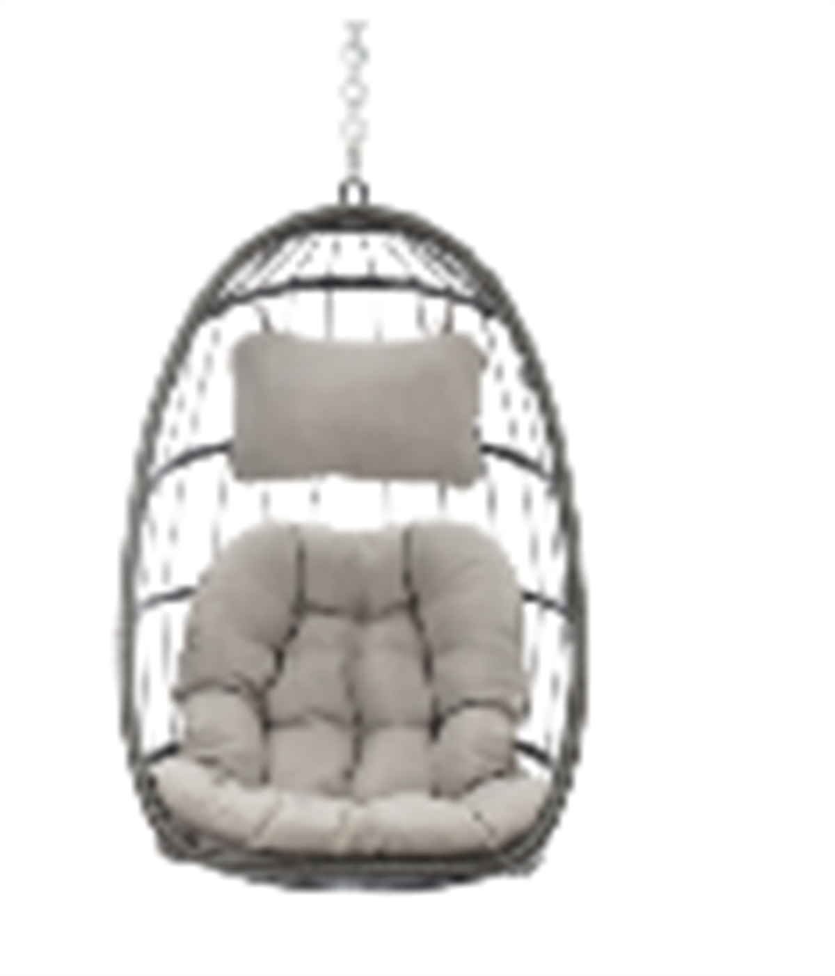Garden Rattan Egg Swing Chair with Cushion & Headrest, Outdoor Folding