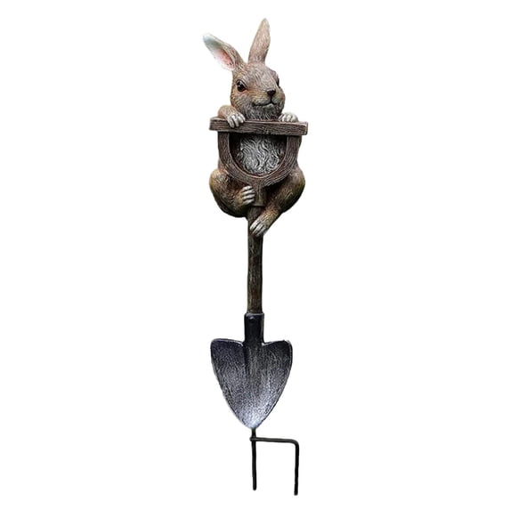 Garden Resin Statue for Outdoor | Sculptures & Statues Garden Figurines with Shovel Animals Rabbit Turtle,5X16.5 cm,Brown